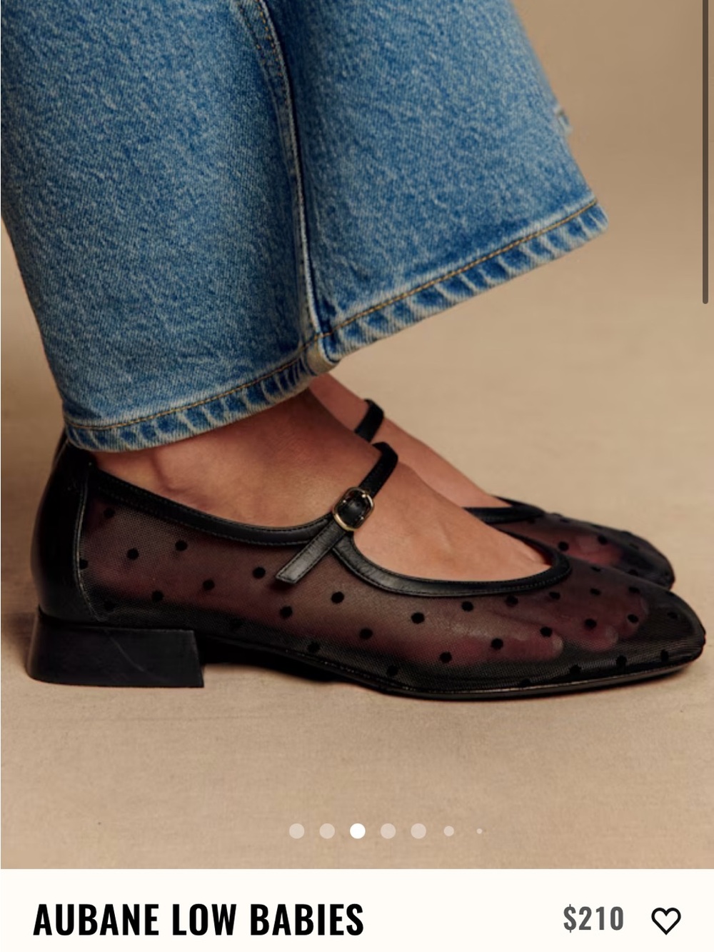 New Sezane Aubane Low Babies Black Polka-Dot Mesh Mary Jane